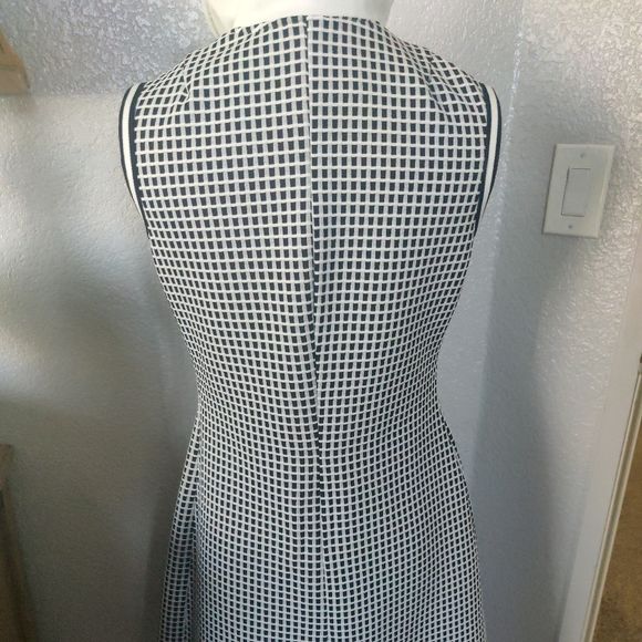 Vintage B/W Mod Day Dress Double Knit Checkered Patter Dress - Picture 4 of 6